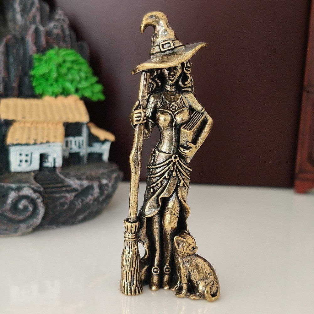 Witch & Cat Figurine