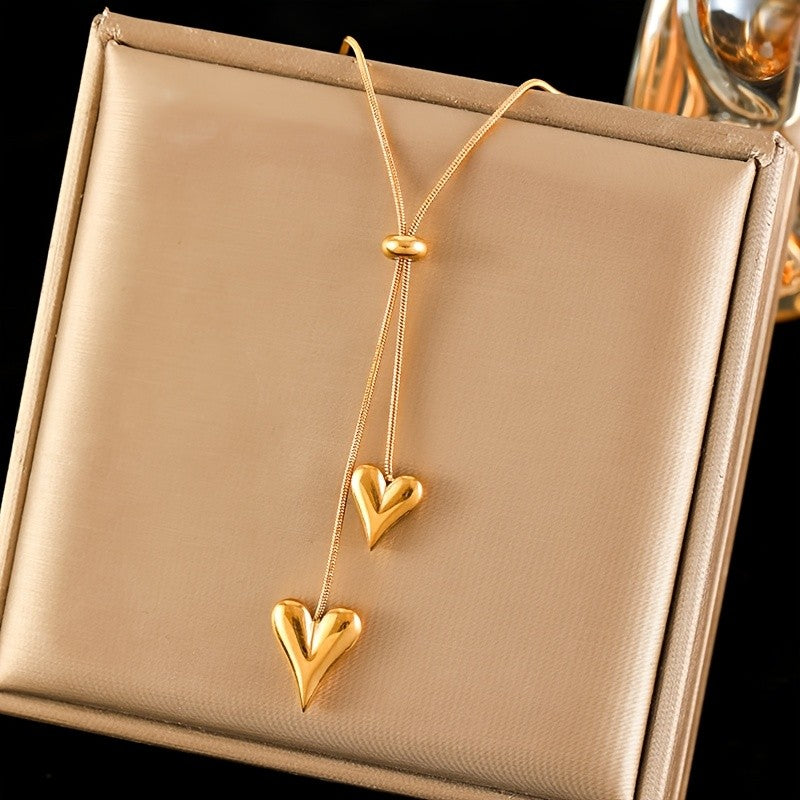 Cascading Heart Lariat Necklace