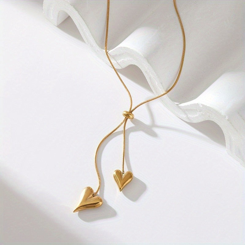 Cascading Heart Lariat Necklace