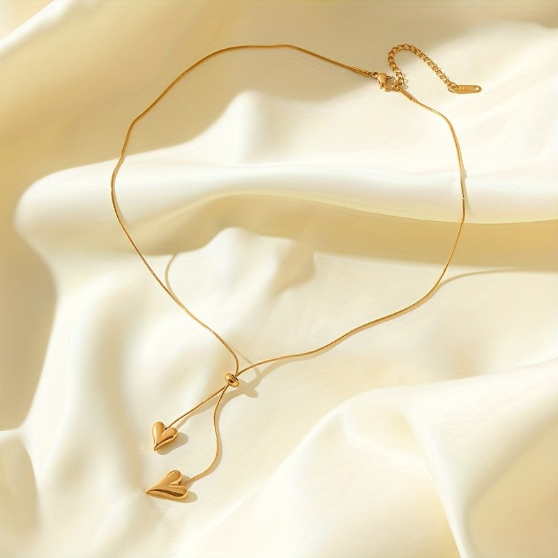 Cascading Heart Lariat Necklace
