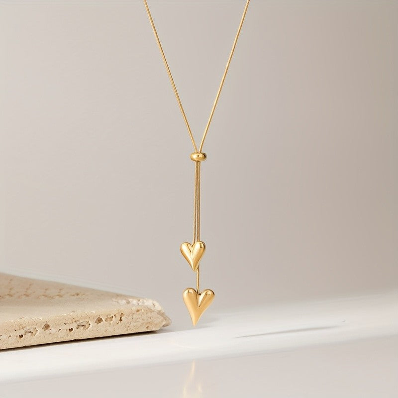 Cascading Heart Lariat Necklace