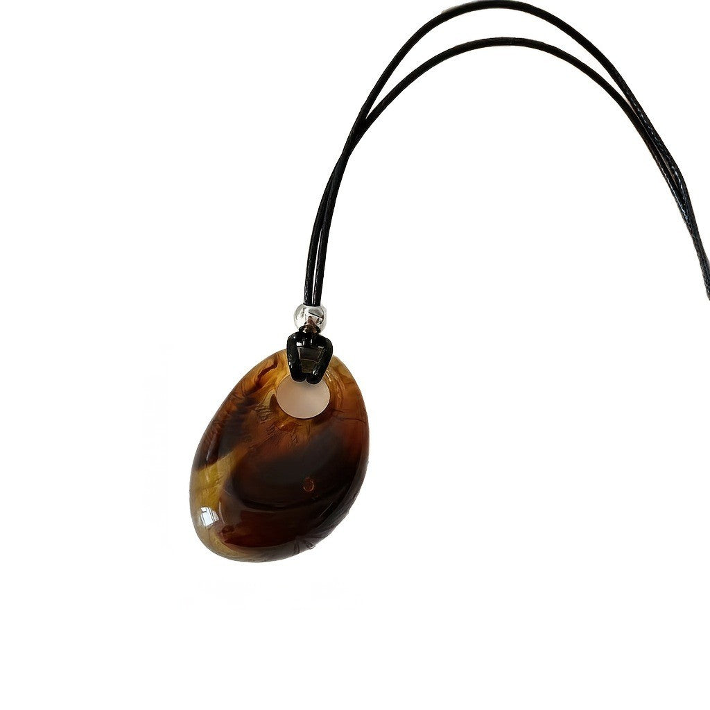 Marbled Hollow Teardrop Necklace