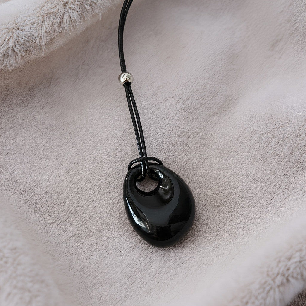 Marbled Hollow Teardrop Necklace