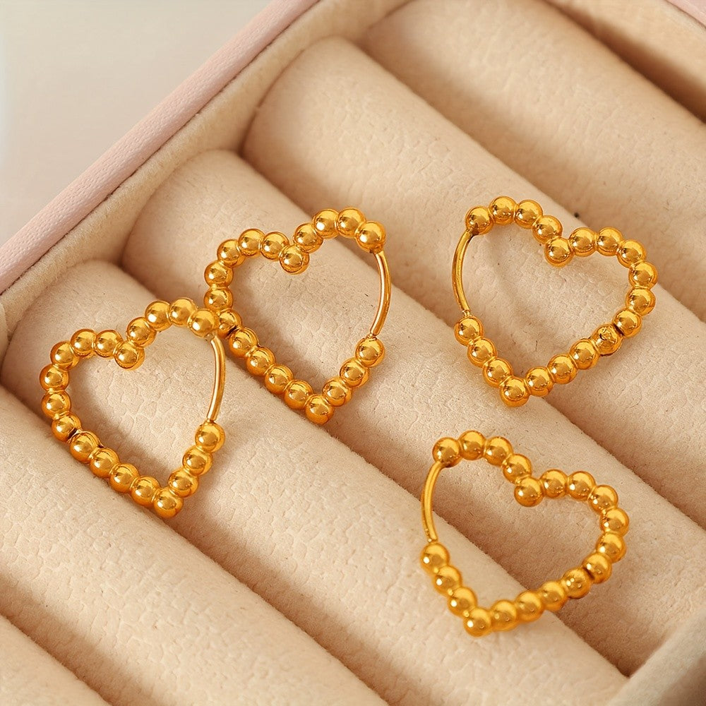 Beaded Heart Hoop Earrings