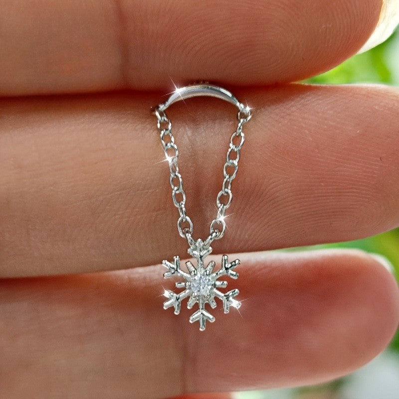 Snowflake CZ Chain Dangle Earring