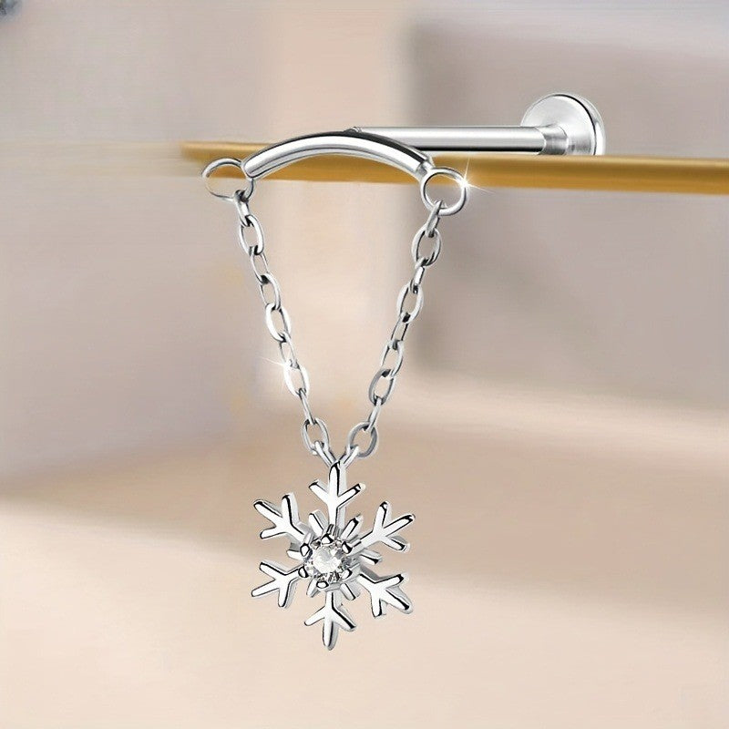 Snowflake CZ Chain Dangle Earring