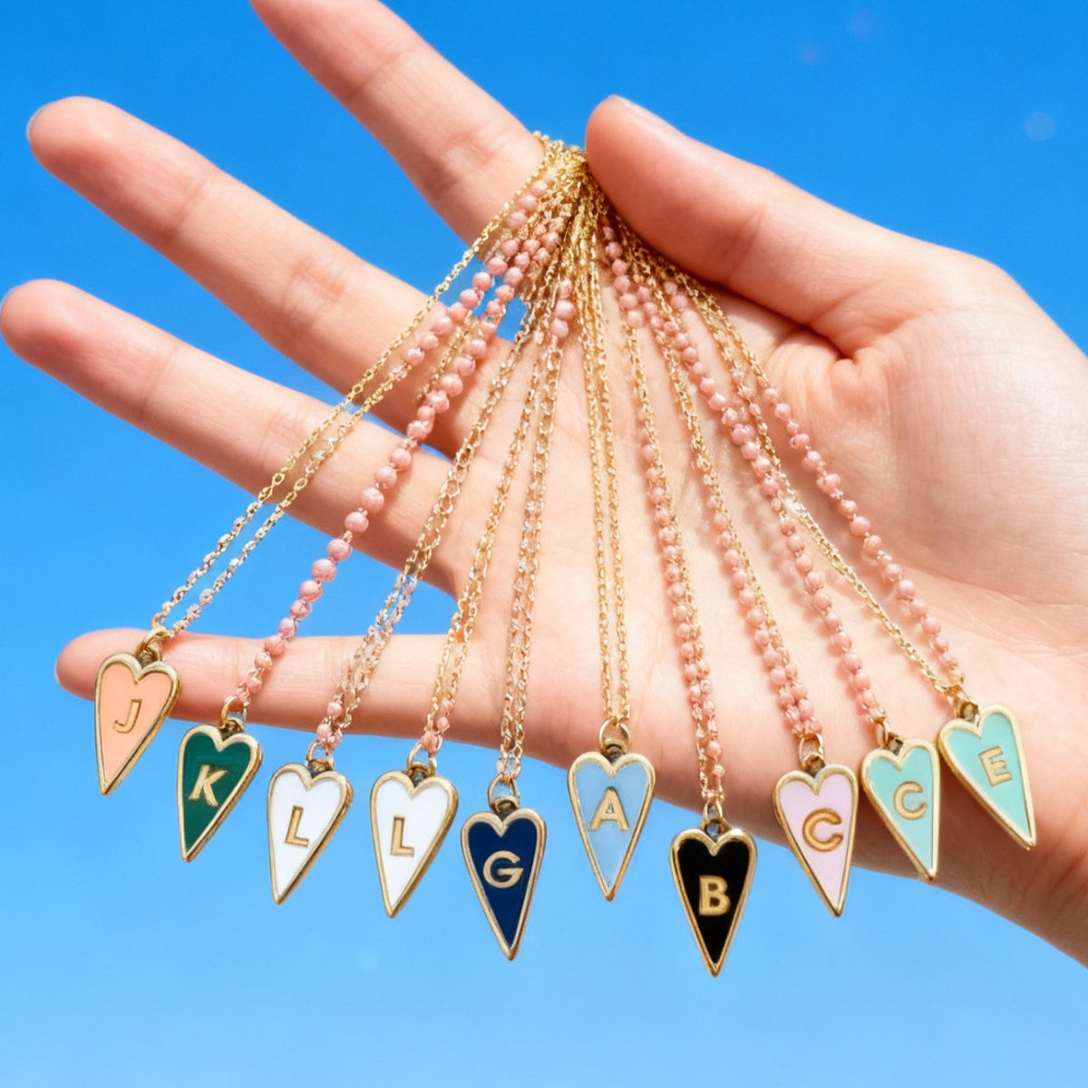 Enamel Letter Heart Necklace