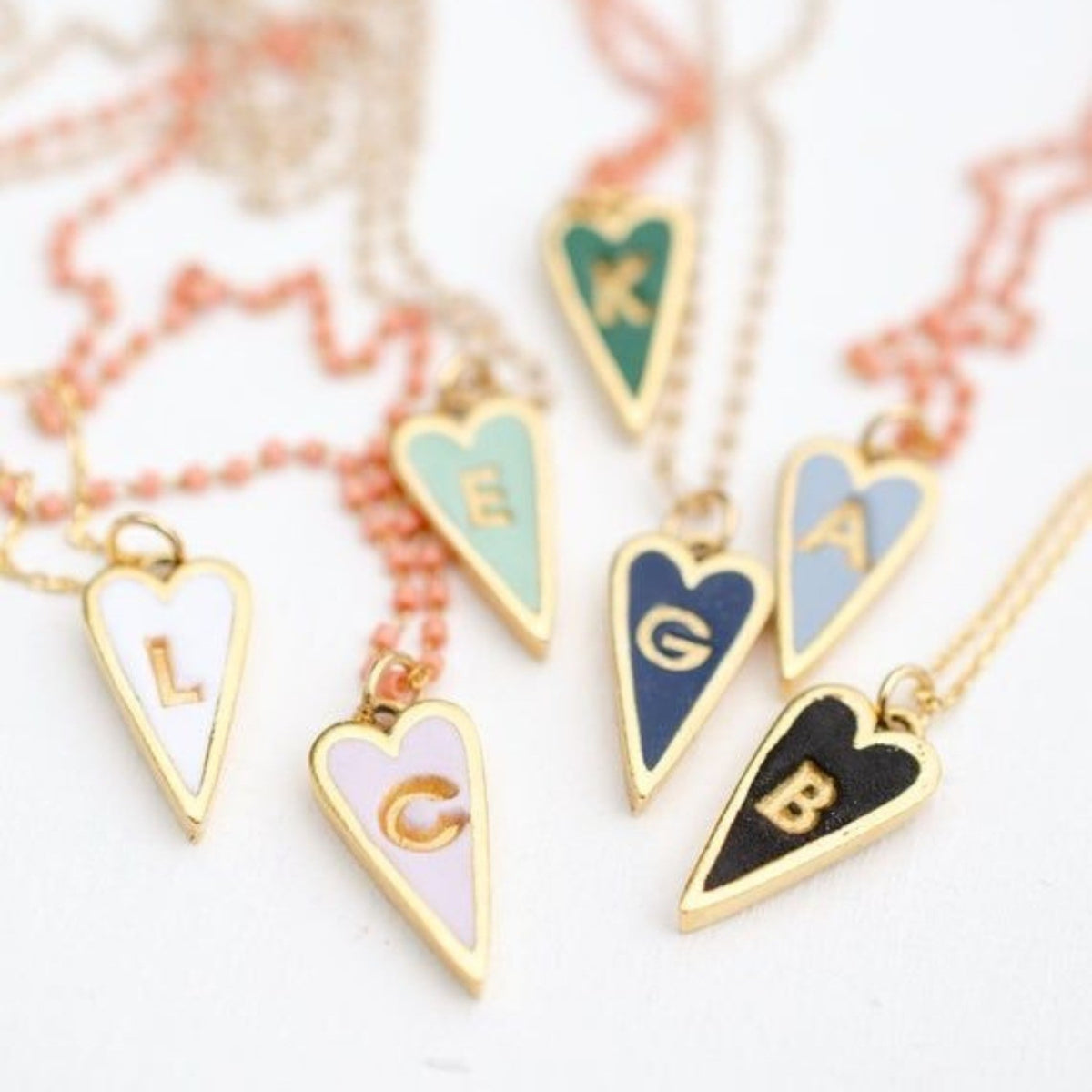 Enamel Letter Heart Necklace