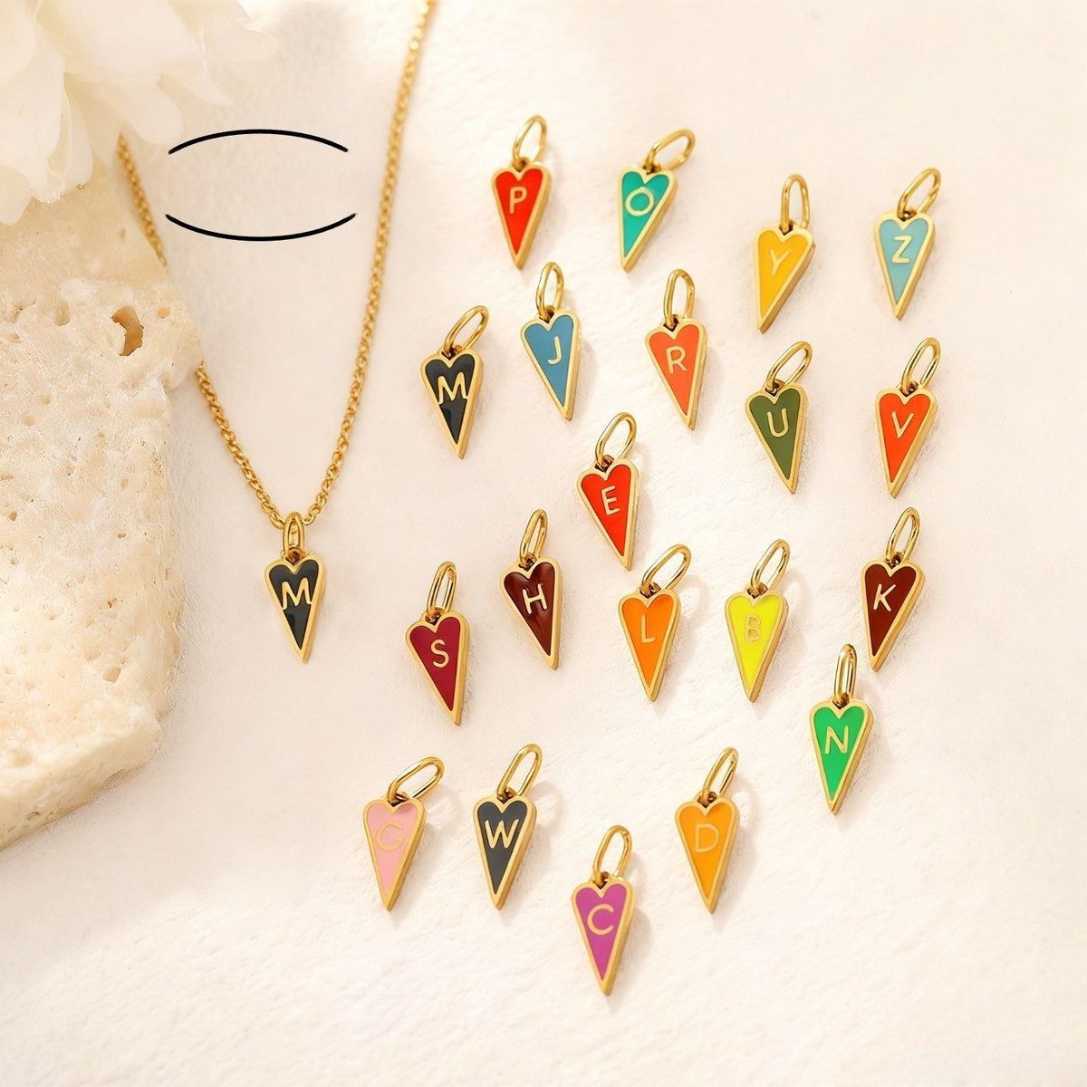 Enamel Letter Heart Necklace