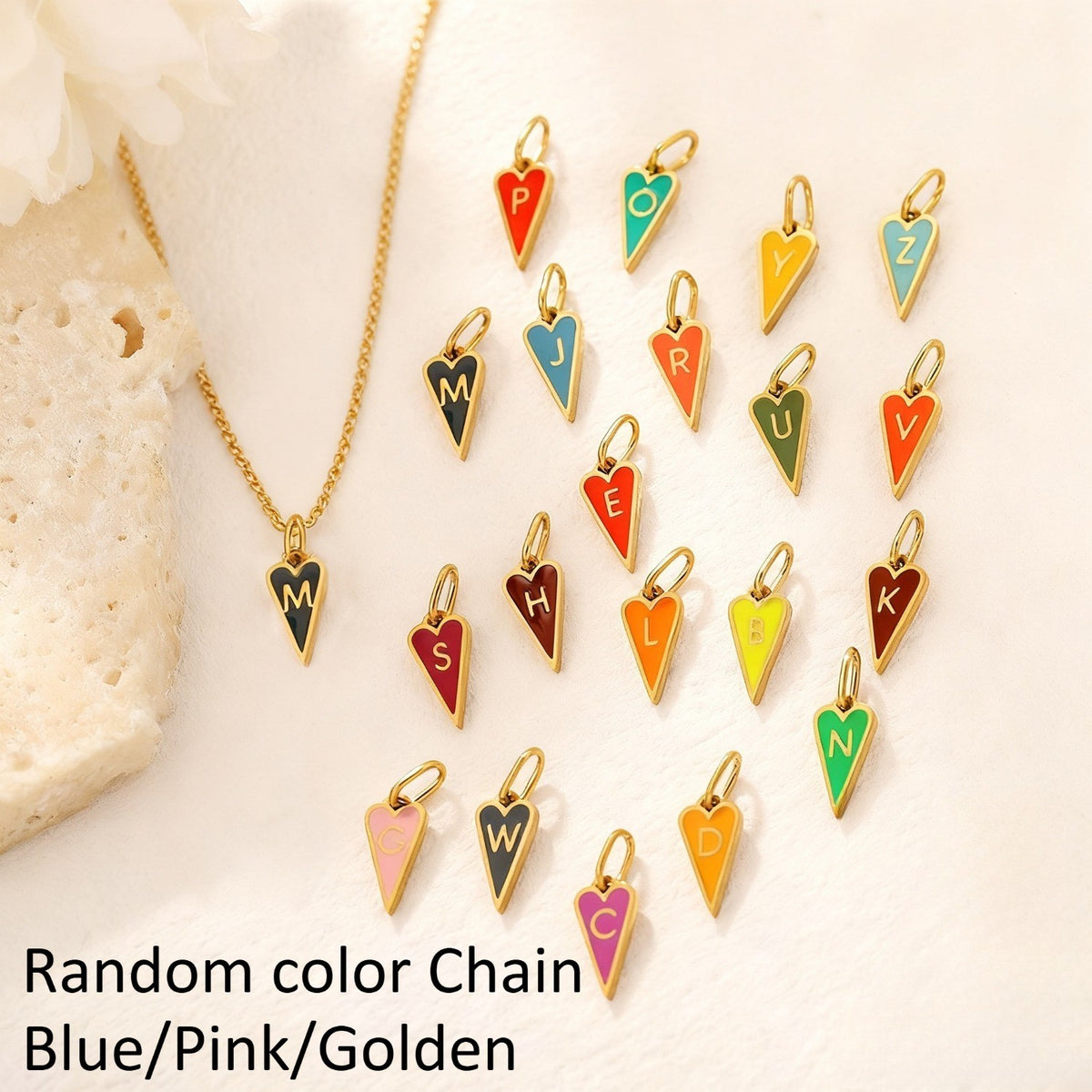 Enamel Letter Heart Necklace