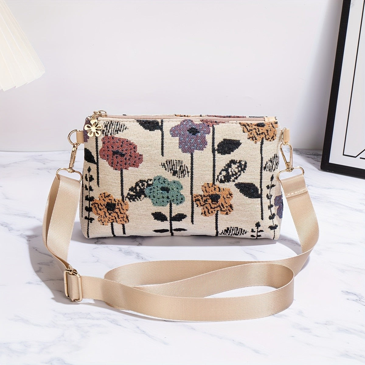 Embroidered Garden Crossbody Bag