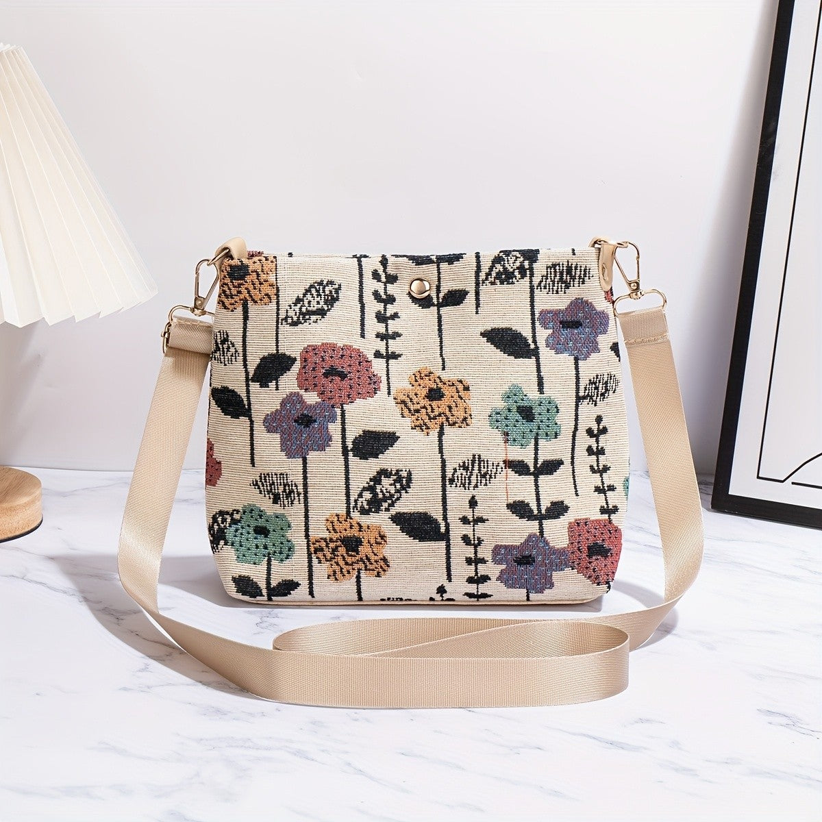 Embroidered Wildflower Crossbody Bag