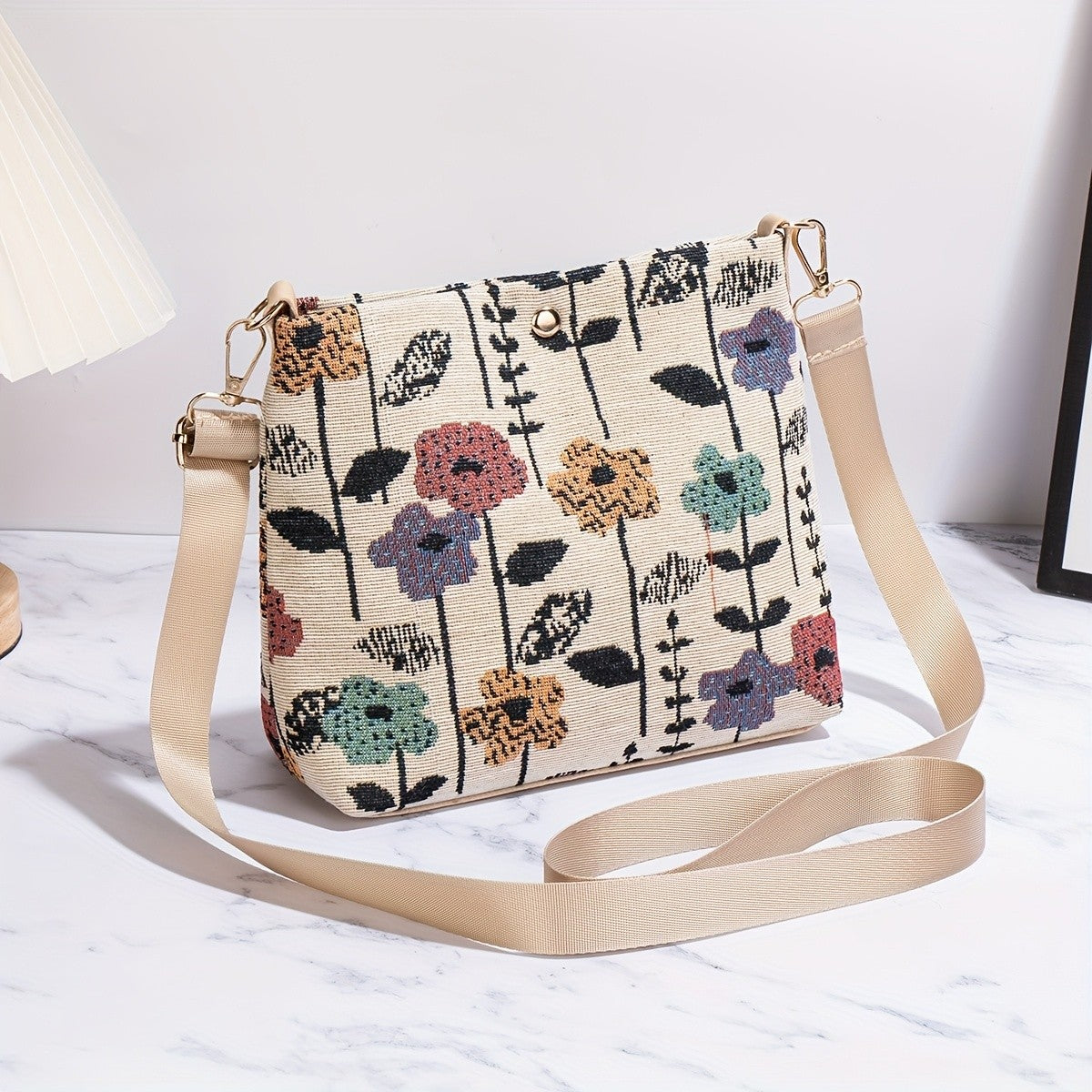 Embroidered Wildflower Crossbody Bag