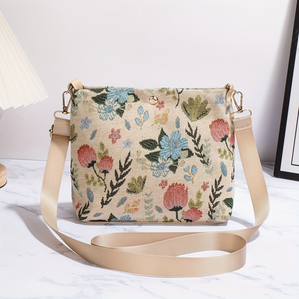 Embroidered Wildflower Crossbody Bag