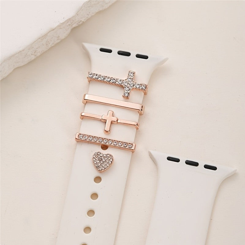 Rhinestone Cross & Heart Watch Charm