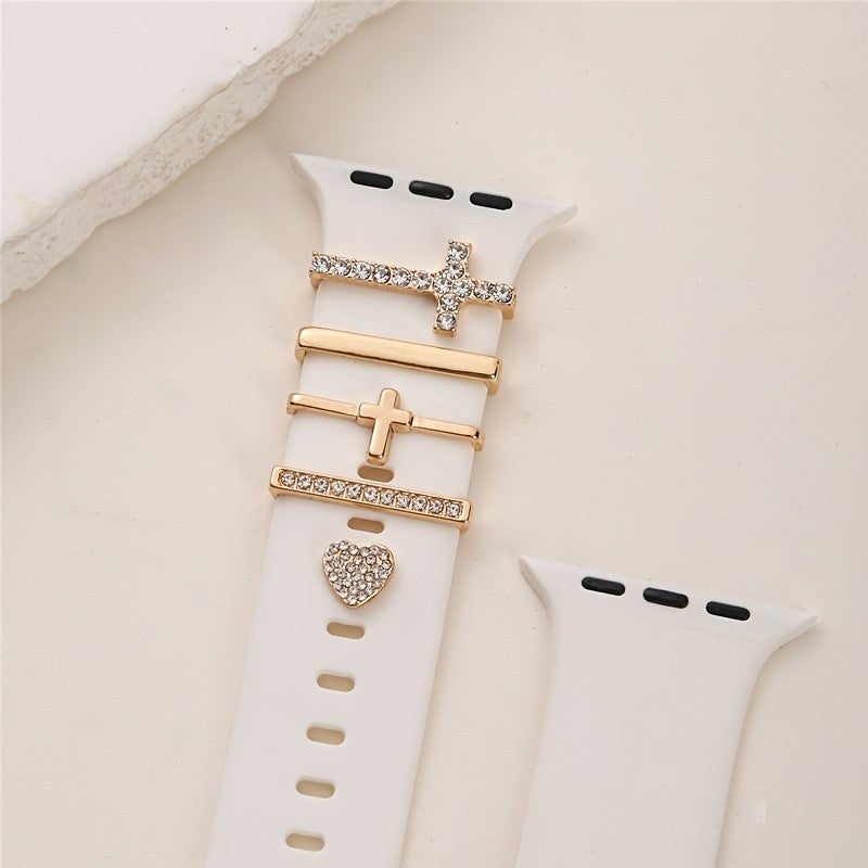 Rhinestone Cross & Heart Watch Charm