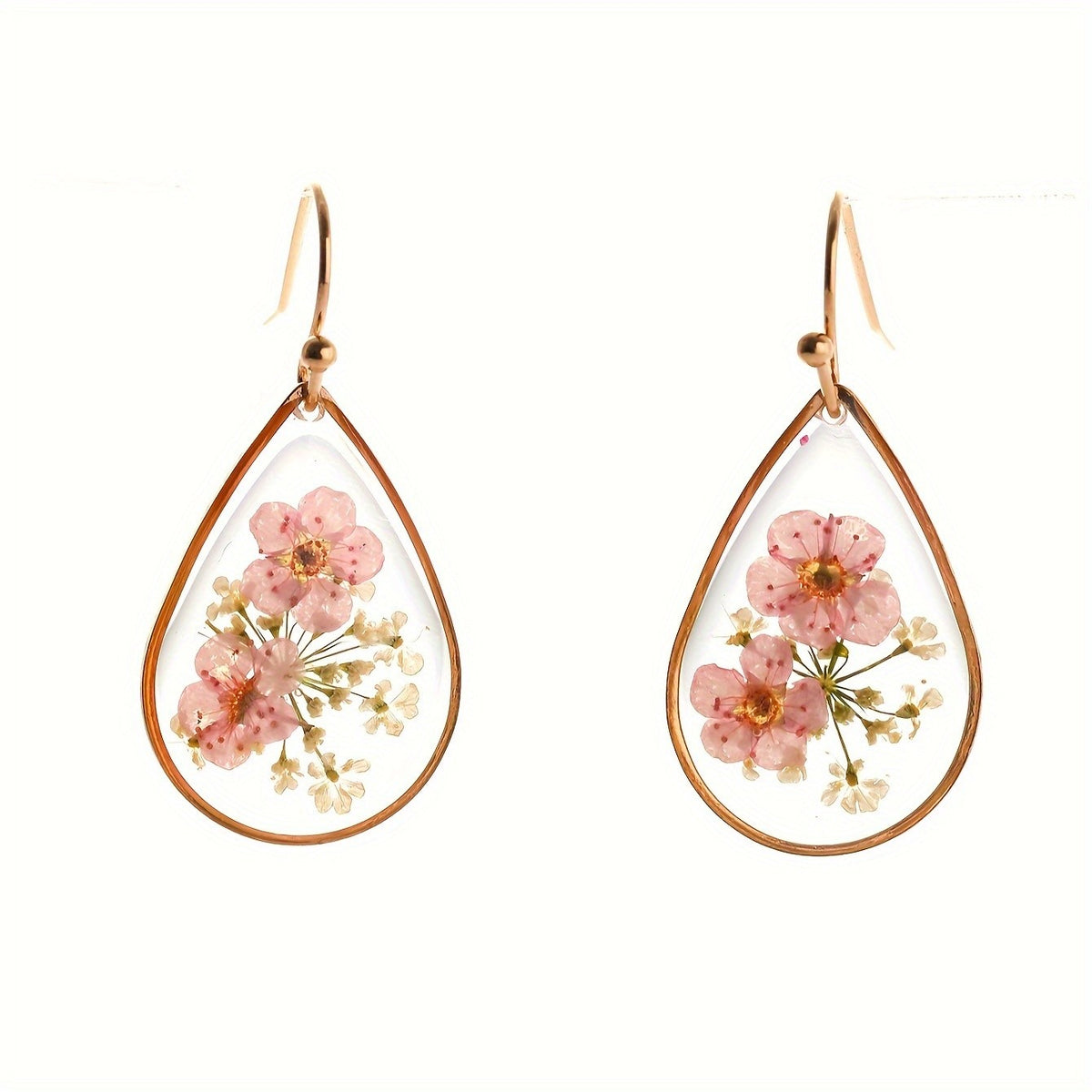 Pressed Flower Teardrop Earrings