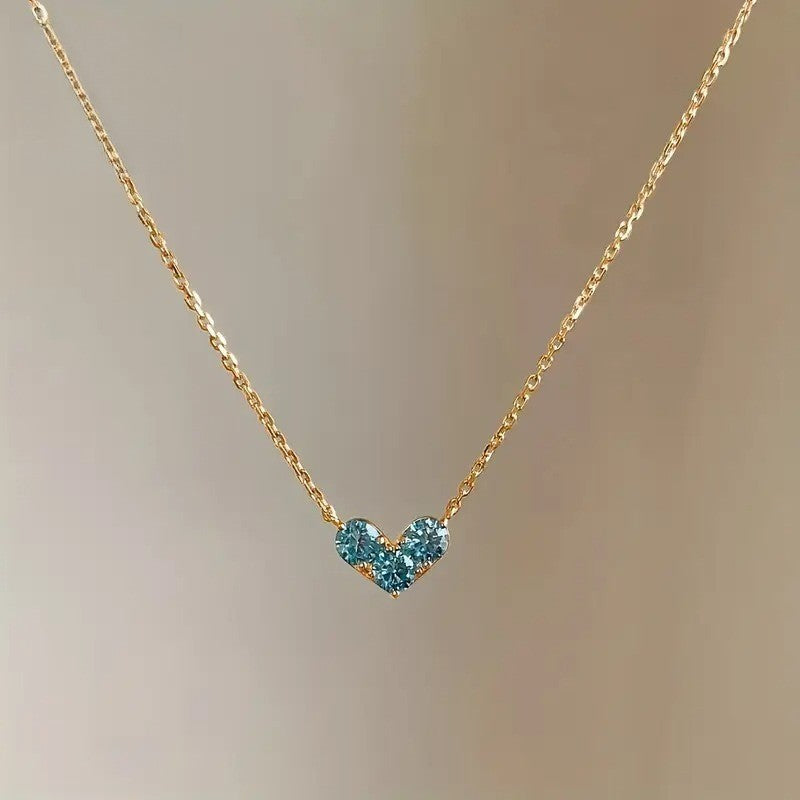 Blue Zircon Heart Necklace