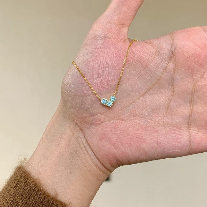 Blue Zircon Heart Necklace