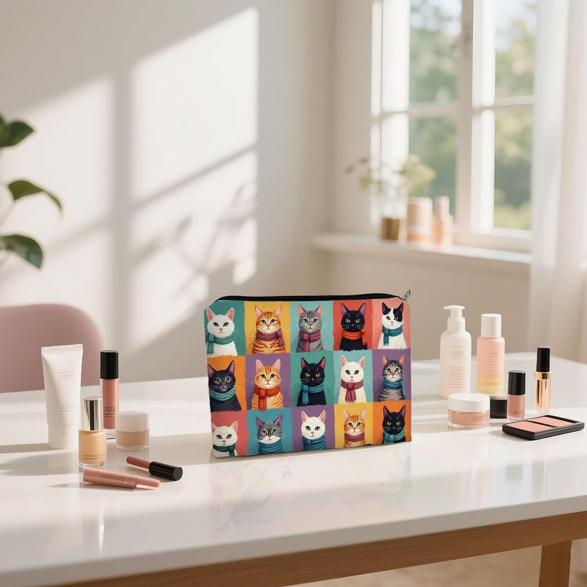 Colorful Cat Collage Cosmetic Bag