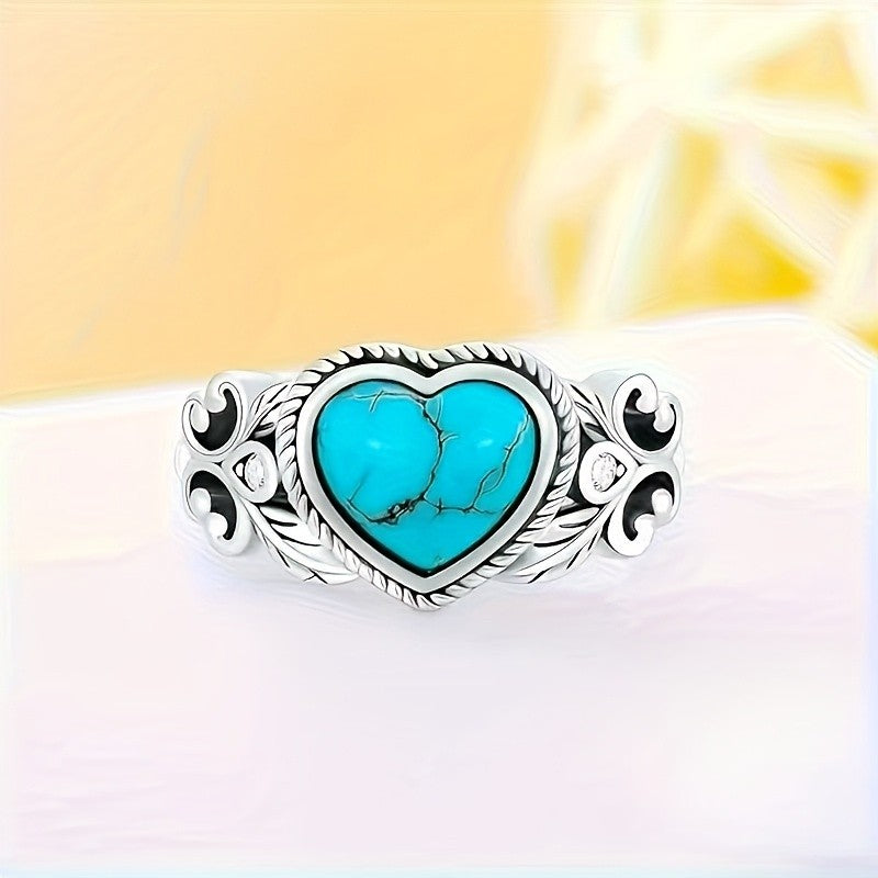 Turquoise Heart Statement Ring