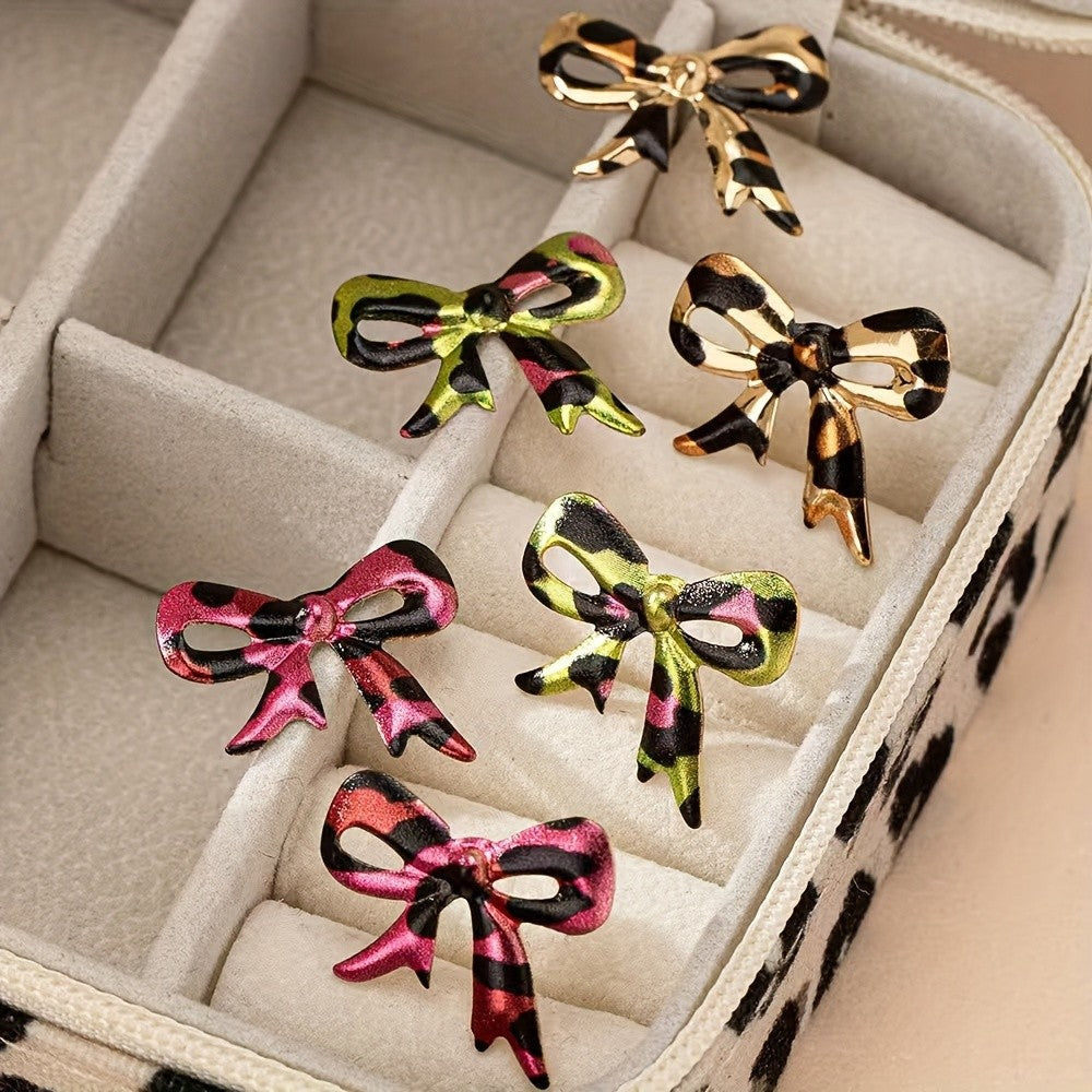 Leopard Bow Stud Earrings