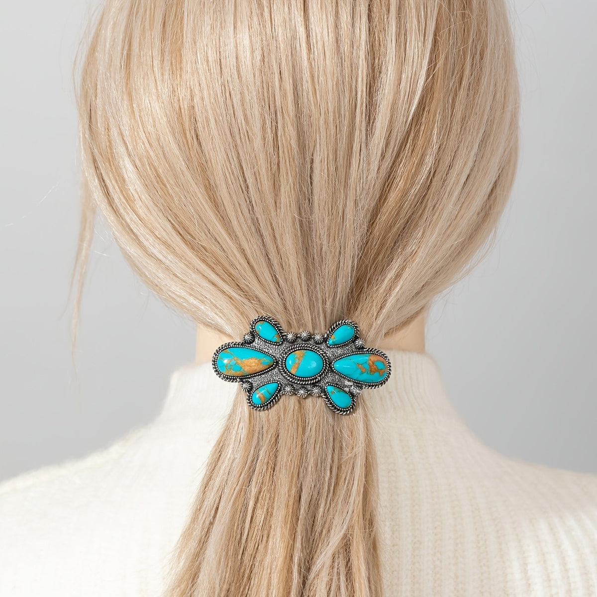 Turquoise Floral Hair Clip