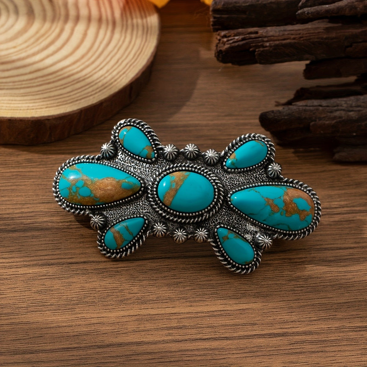 Turquoise Floral Hair Clip