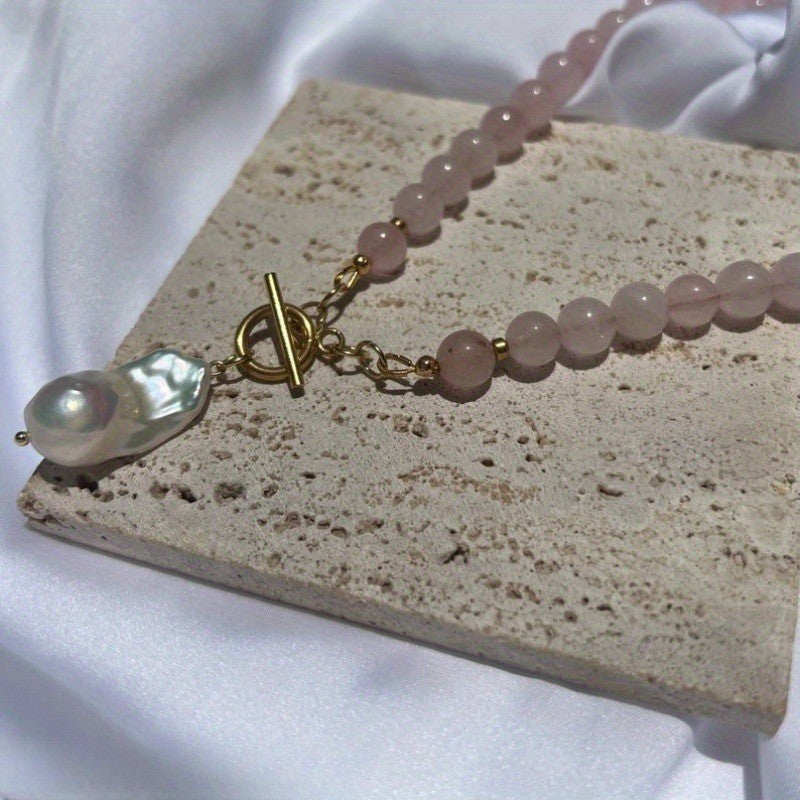 Pink Stone Baroque Pearl Necklace