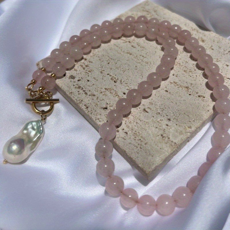 Pink Stone Baroque Pearl Necklace