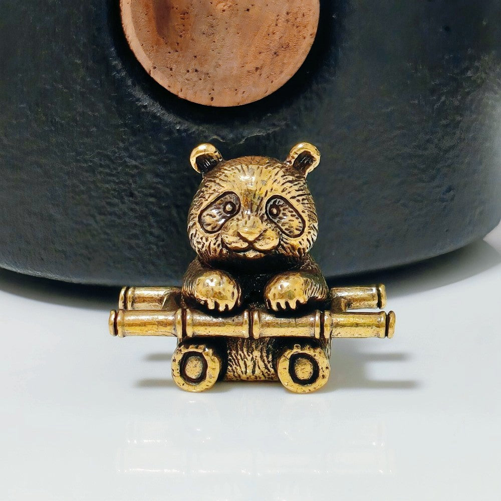 Panda on Bamboo Cart Figurine