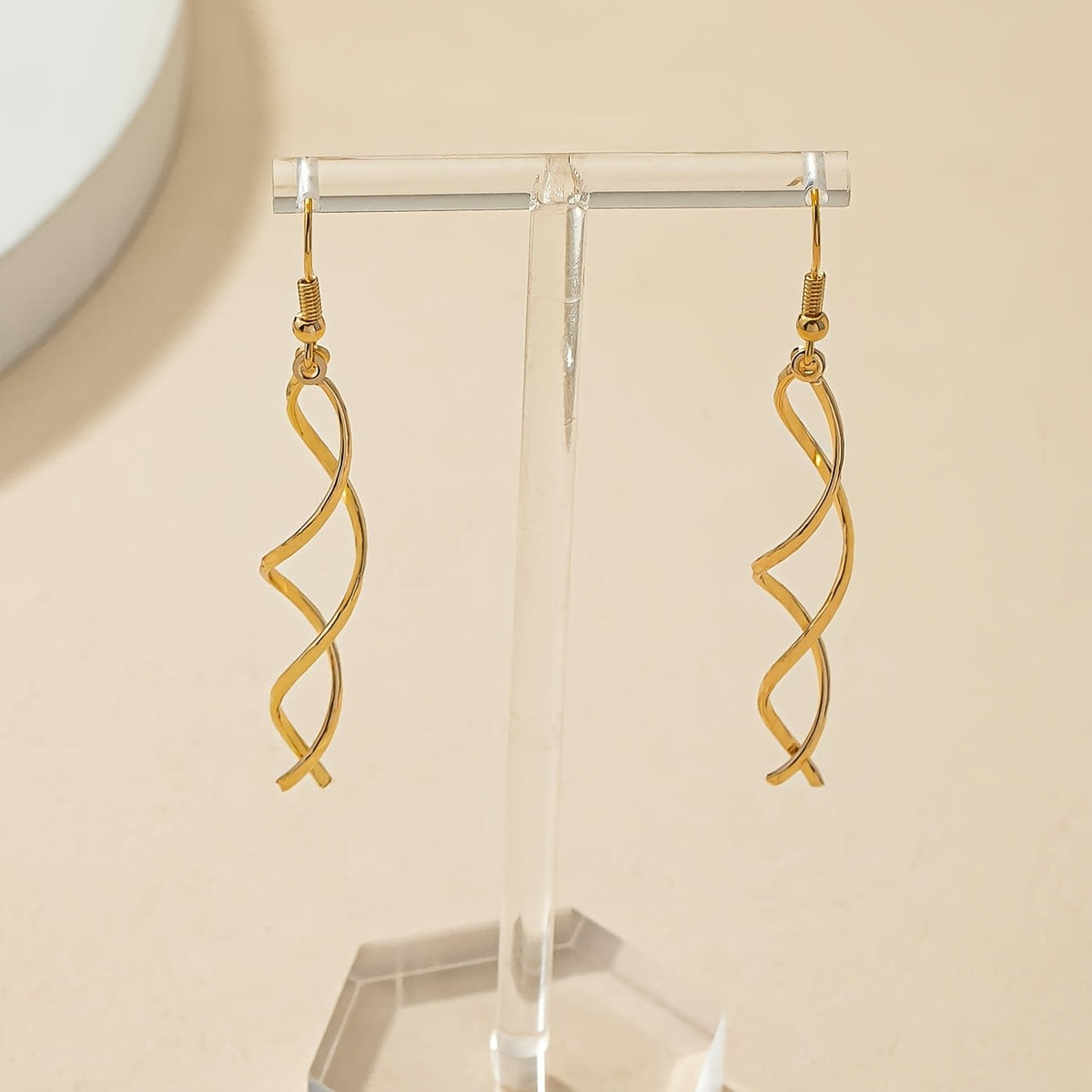 Gold-Tone Spiral Drop Earrings