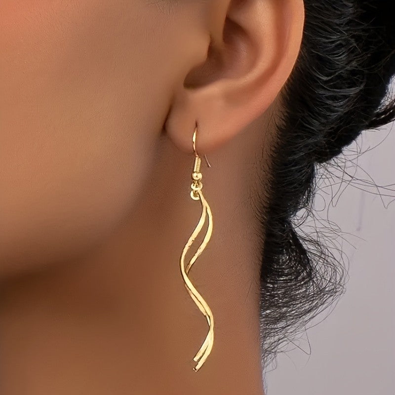 Gold-Tone Spiral Drop Earrings