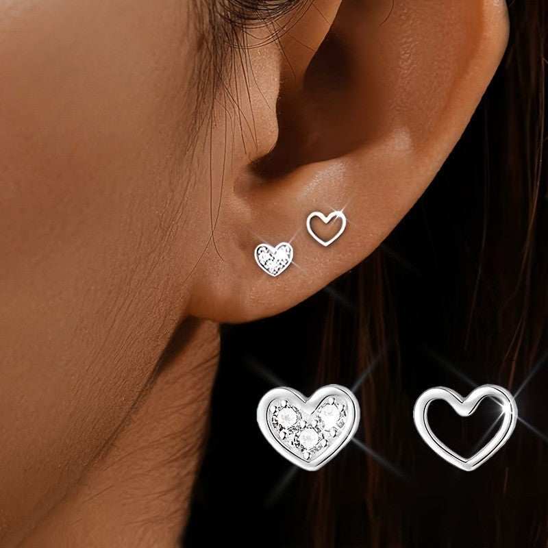 Asymmetrical Heart Stud Earrings
