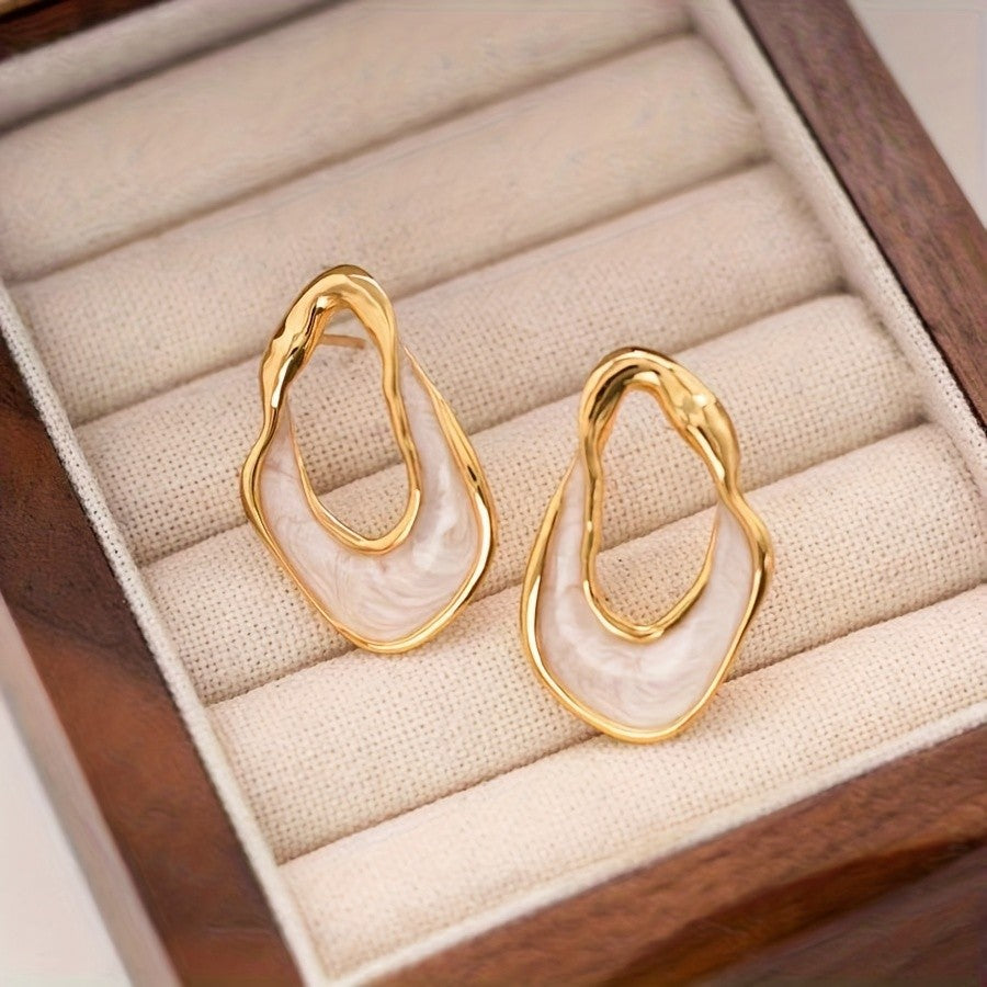 Marbled Asymmetric Drop Earrings