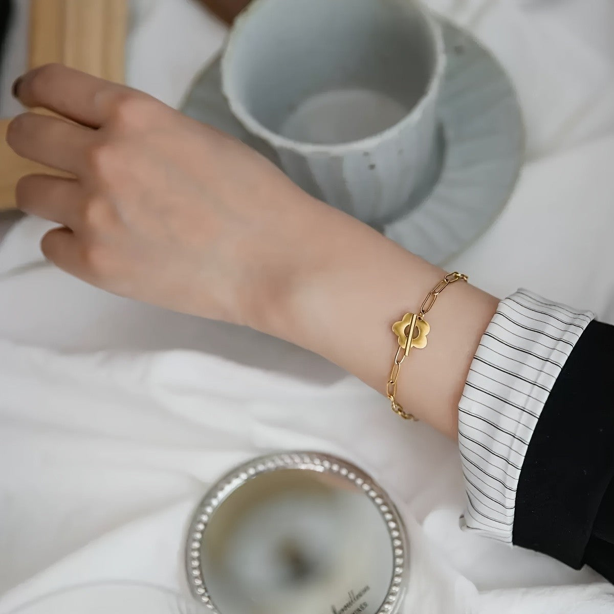 Daisy Flower Link Bracelet