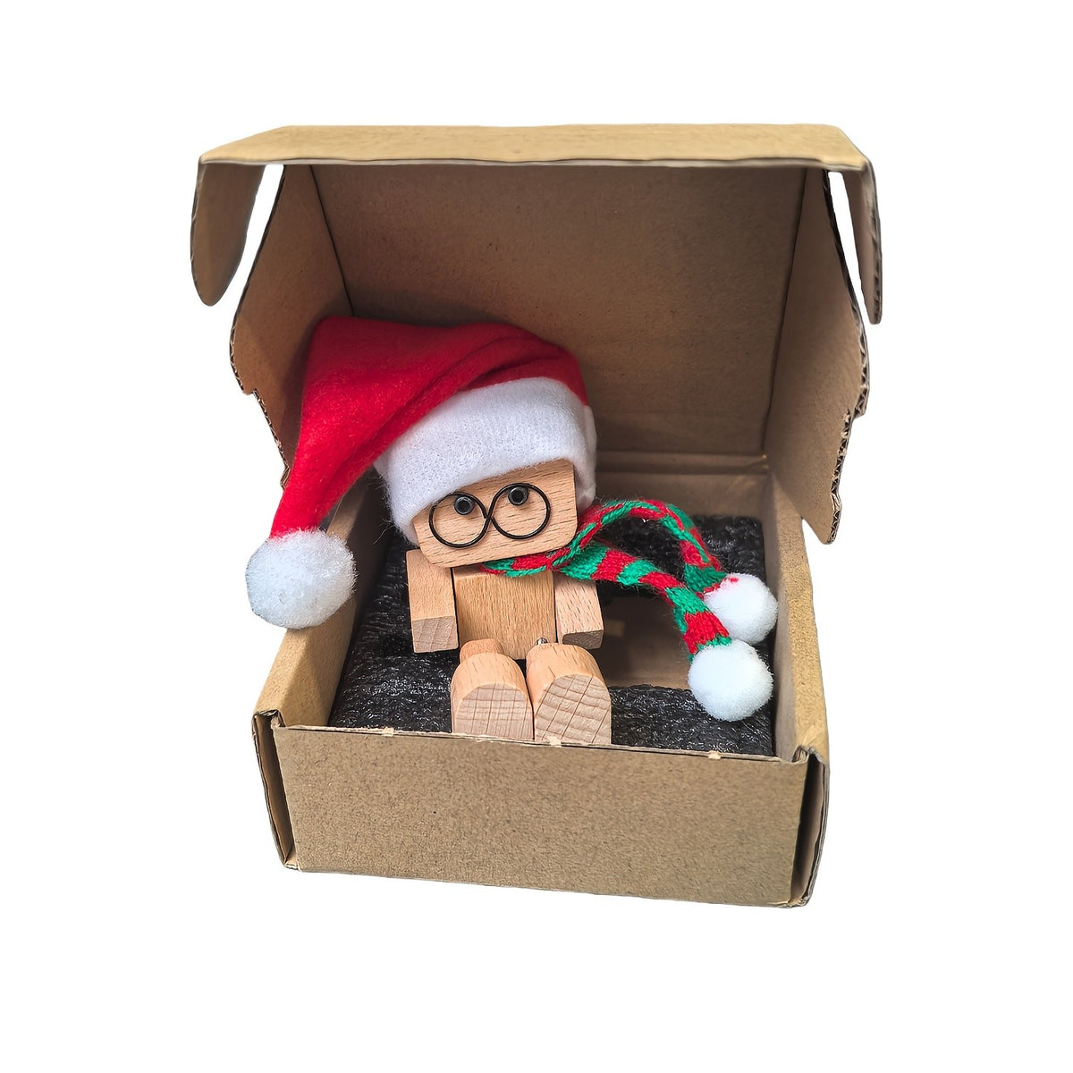 Wooden Figure with Hat & Scarf