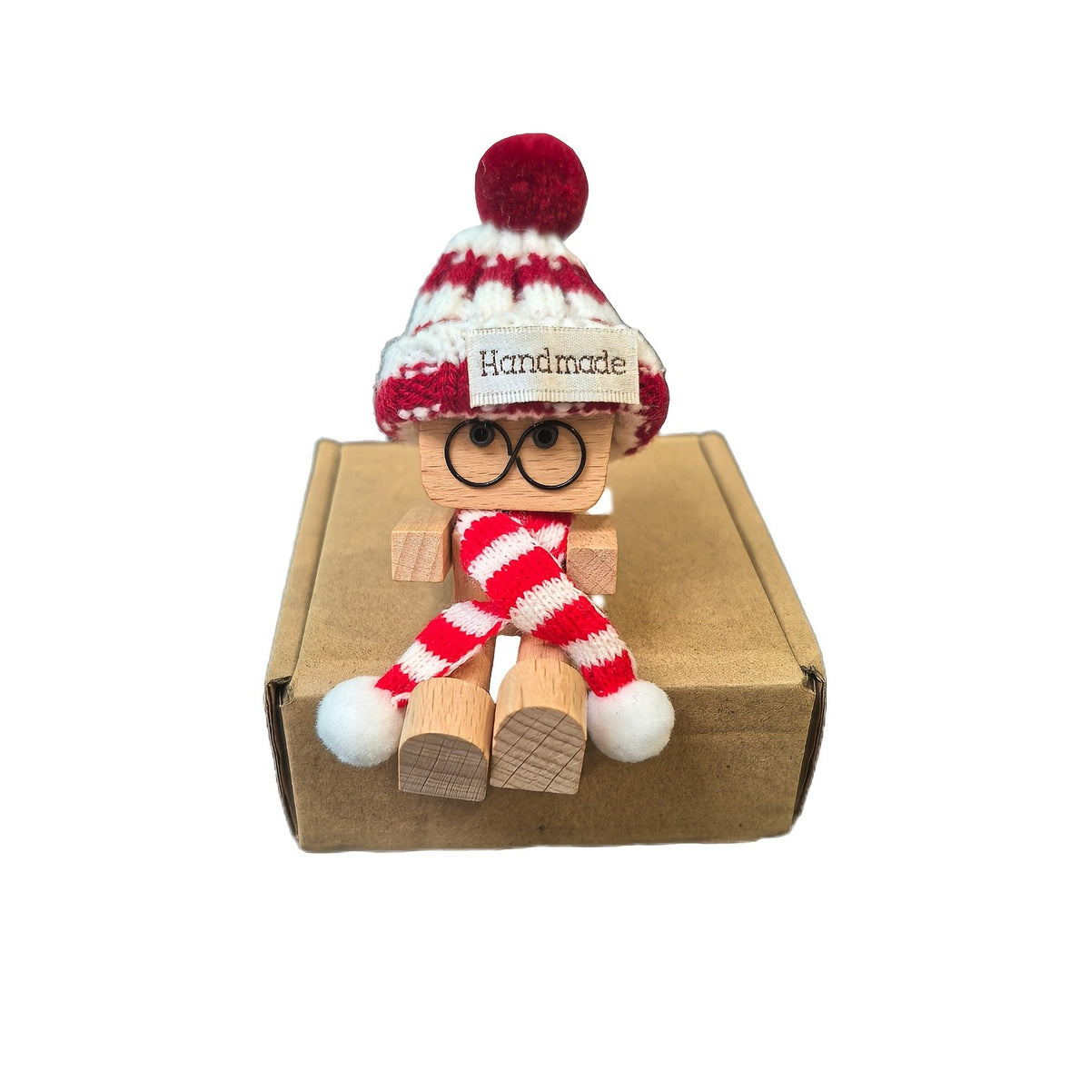 Wooden Figure with Hat & Scarf