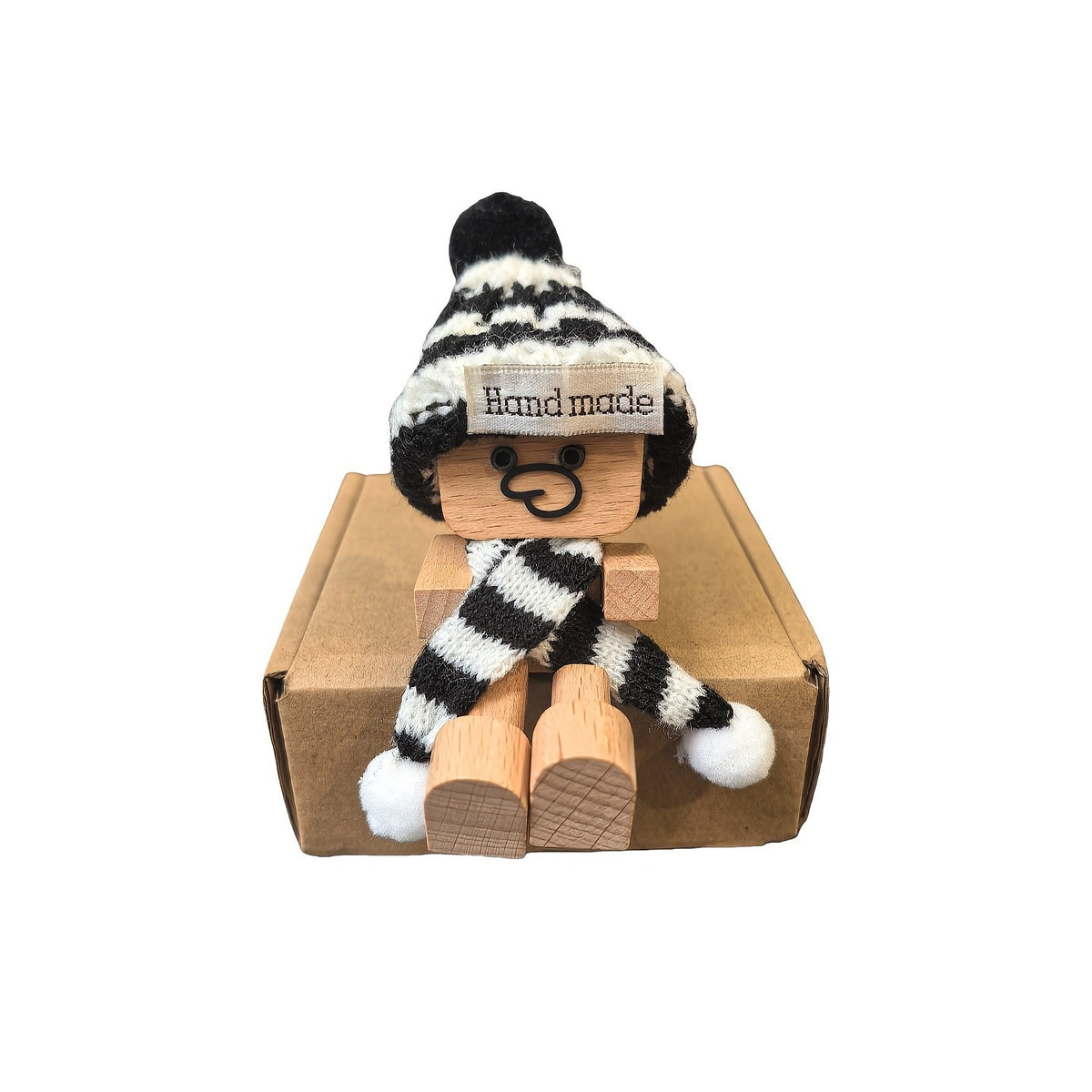 Wooden Figure with Hat & Scarf