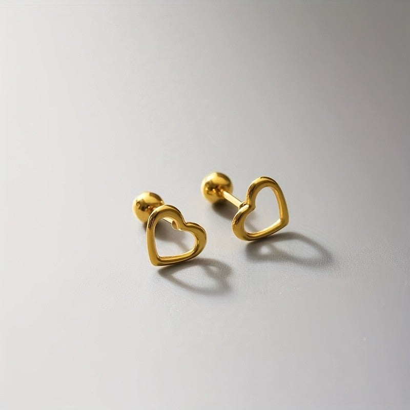 Open Heart Stud Earrings