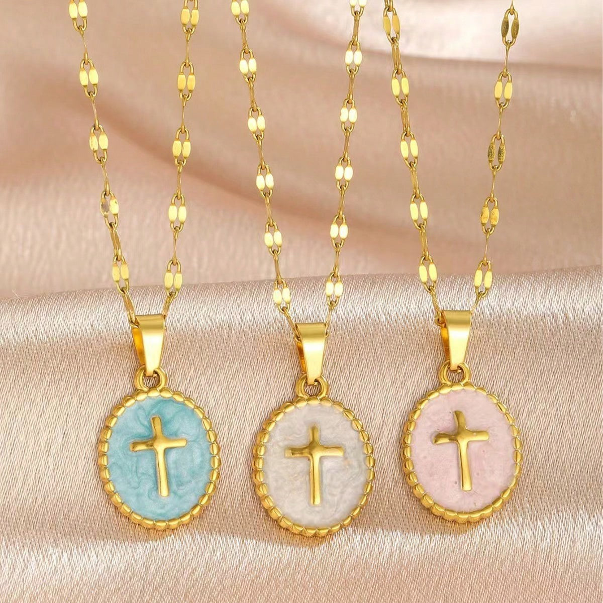 Oval Cross Necklace