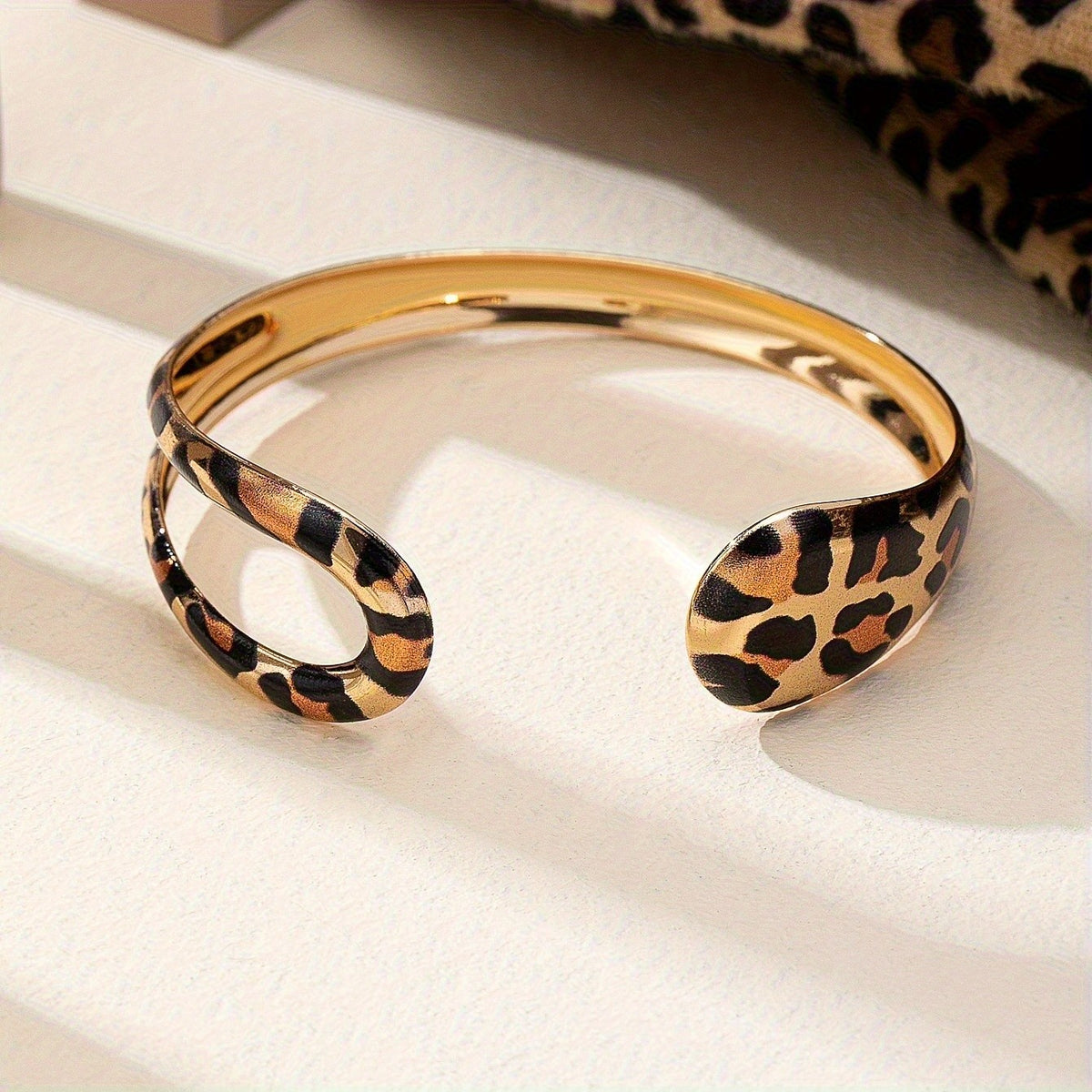 Leopard Print Twisted Cuff Bangle