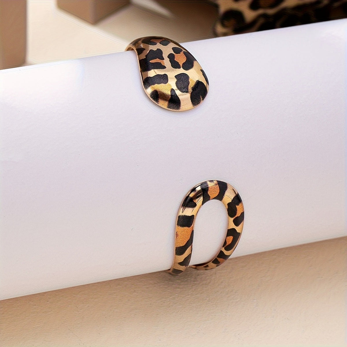 Leopard Print Twisted Cuff Bangle