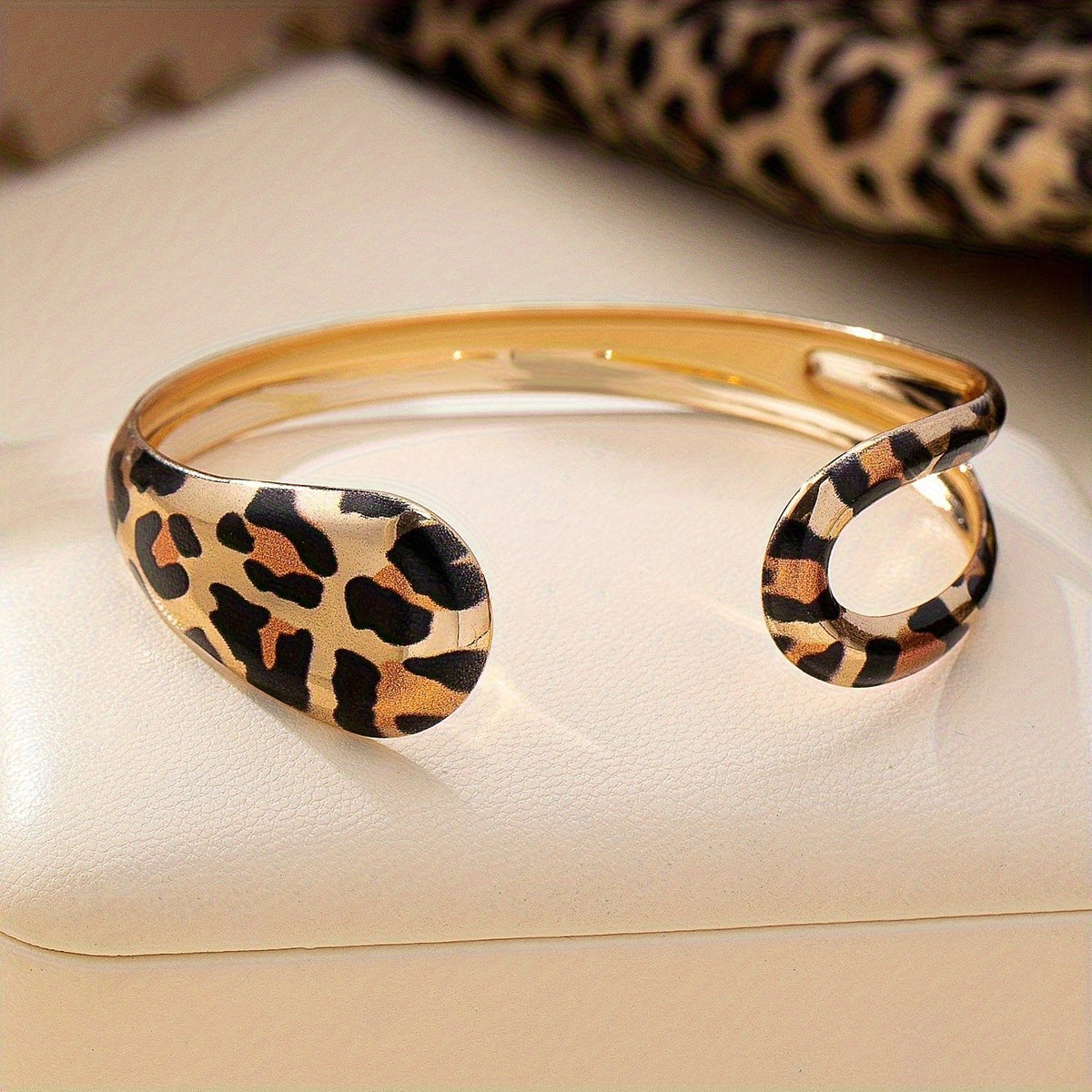 Leopard Print Twisted Cuff Bangle
