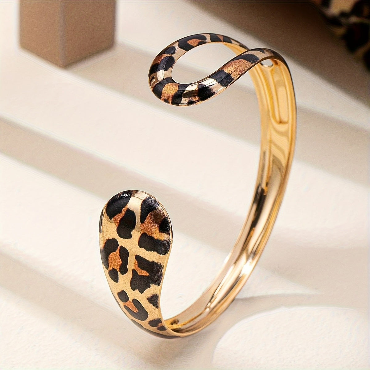 Leopard Print Twisted Cuff Bangle