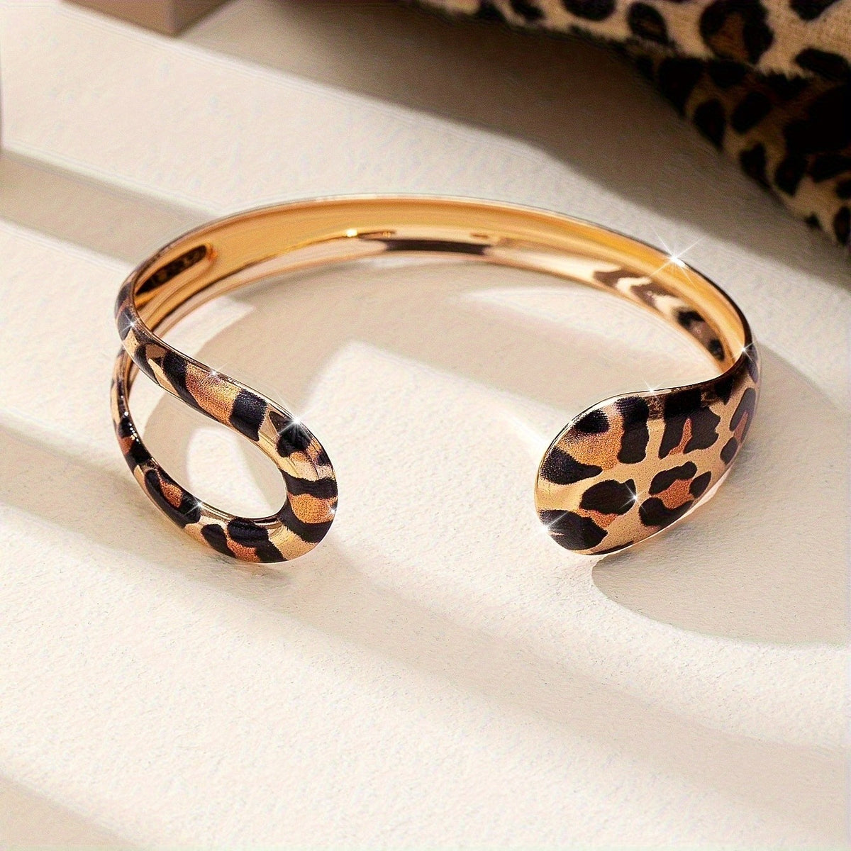 Leopard Print Twisted Cuff Bangle