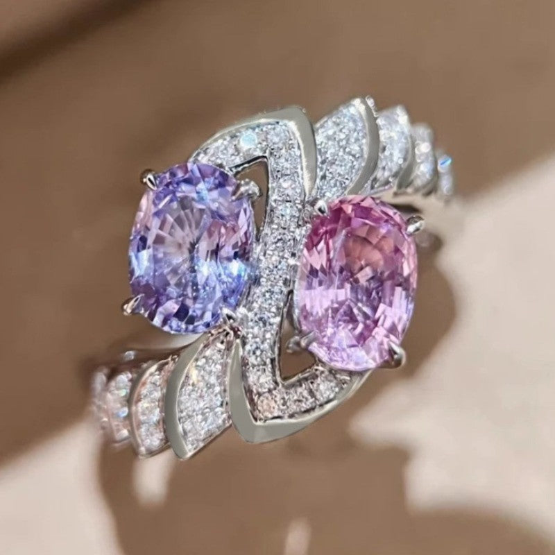 Two-Tone Oval Zircon Ring