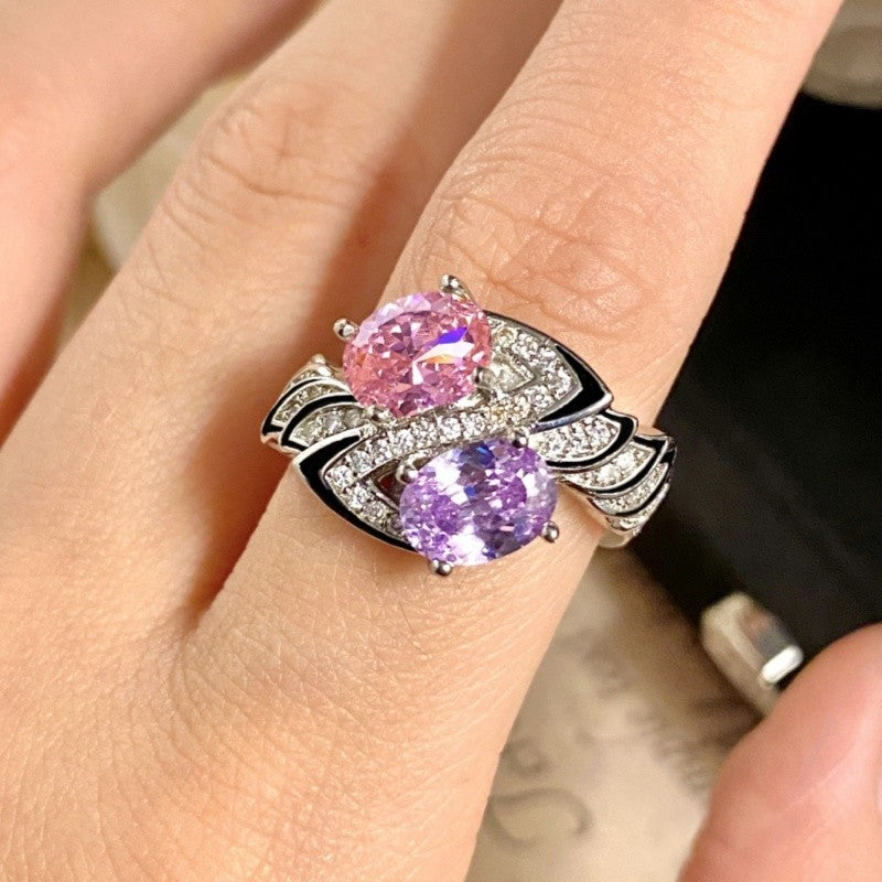 Two-Tone Oval Zircon Ring