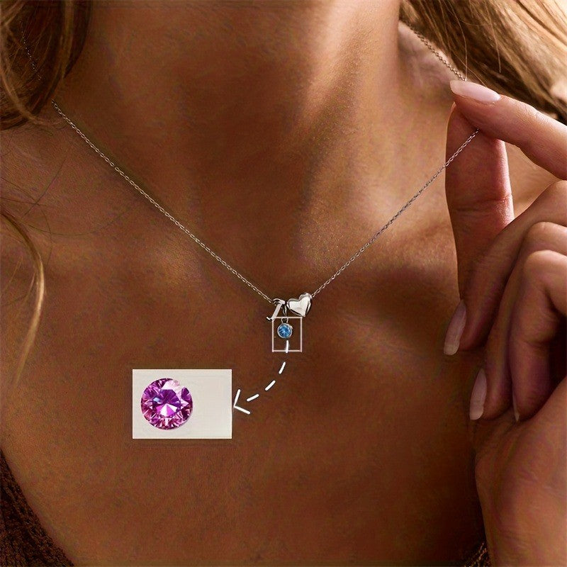 Initial Heart Birthstone Necklace