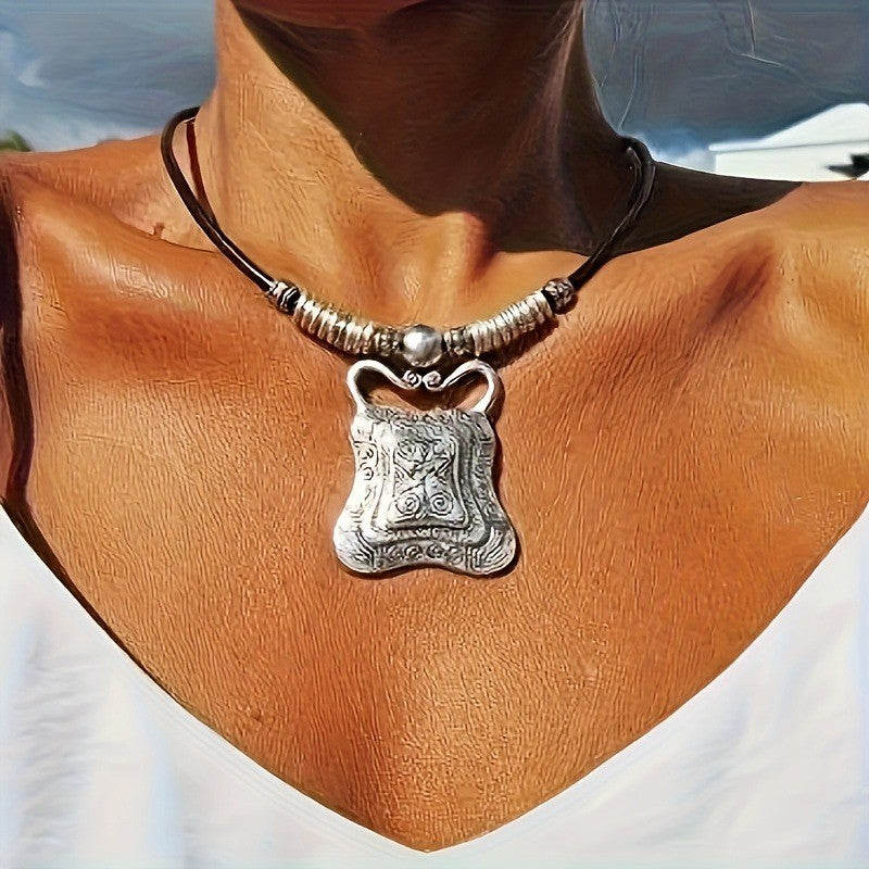 Embossed Tribal Pendant Necklace